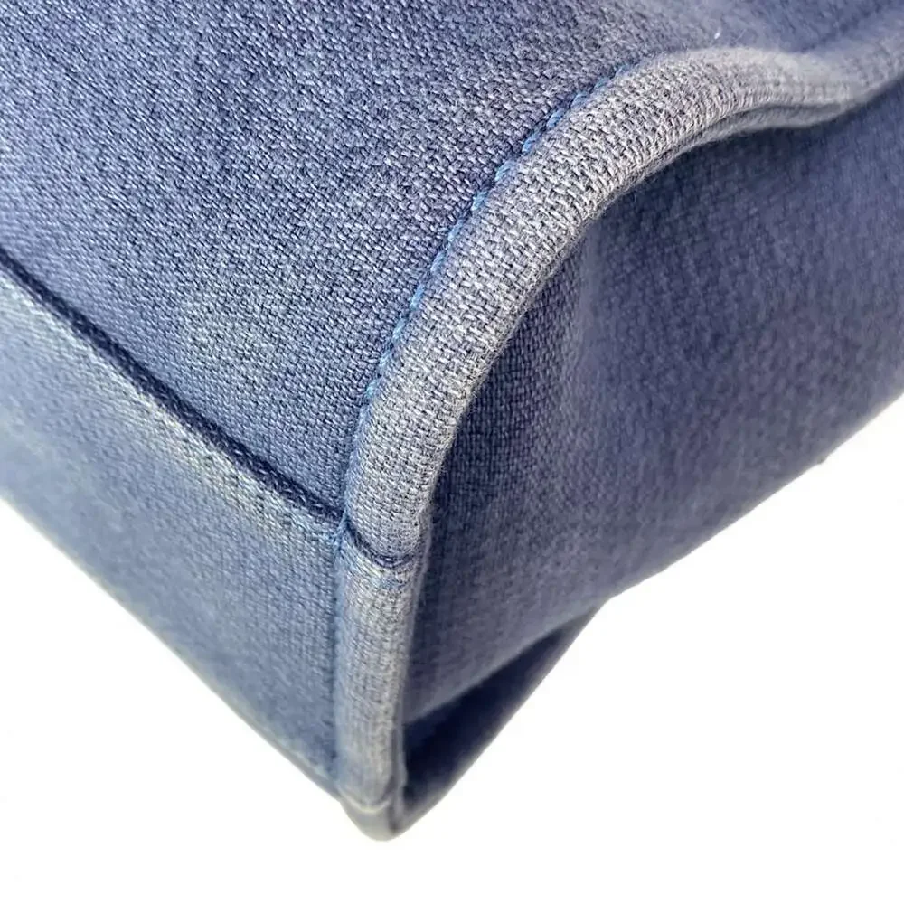 Chanel Deauville Line MM Tote Bag A67001 Blue Dark Navy Canvas Leather